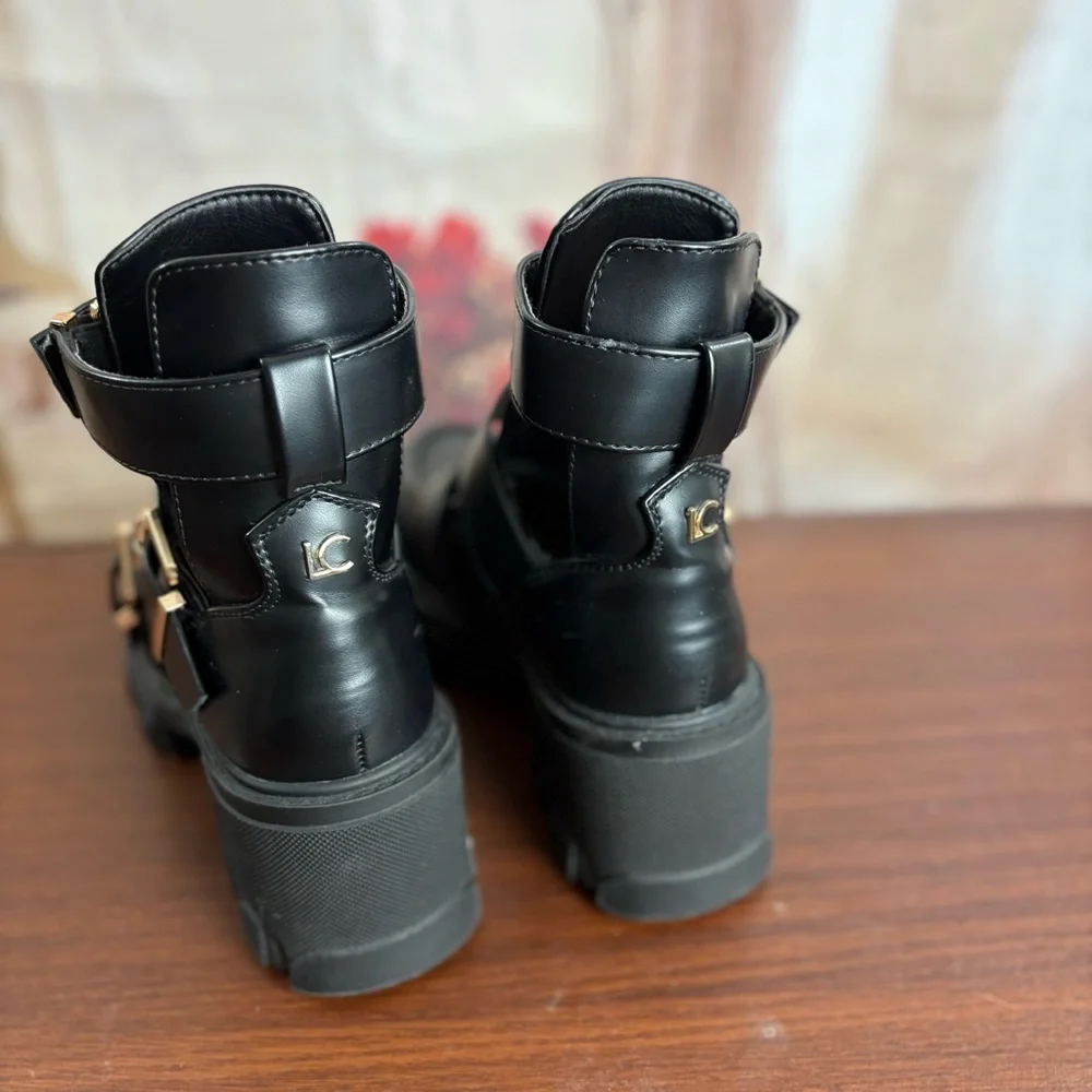 Lola Casademunt Buckle Anke Black Combat Boot - Picture 12 of 14